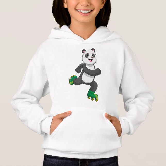 Panda als Inline-Skater mit Roller-Skaten Hoodie (Vorderseite)