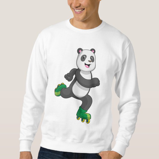Panda als Inline-Skater mit Roller-Skaten Sweatshirt (Vorderseite)