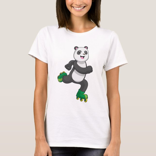 Panda als Inline-Skater mit Roller-Skaten T-Shirt (Vorderseite)