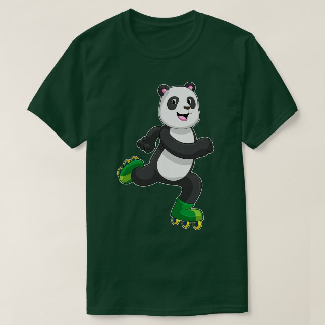 Panda als Inline-Skater mit Roller-Skaten T-Shirt (Design vorne)