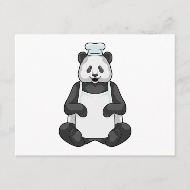 Panda als Koch mit Kochmütze Postkarte (Vorderseite)