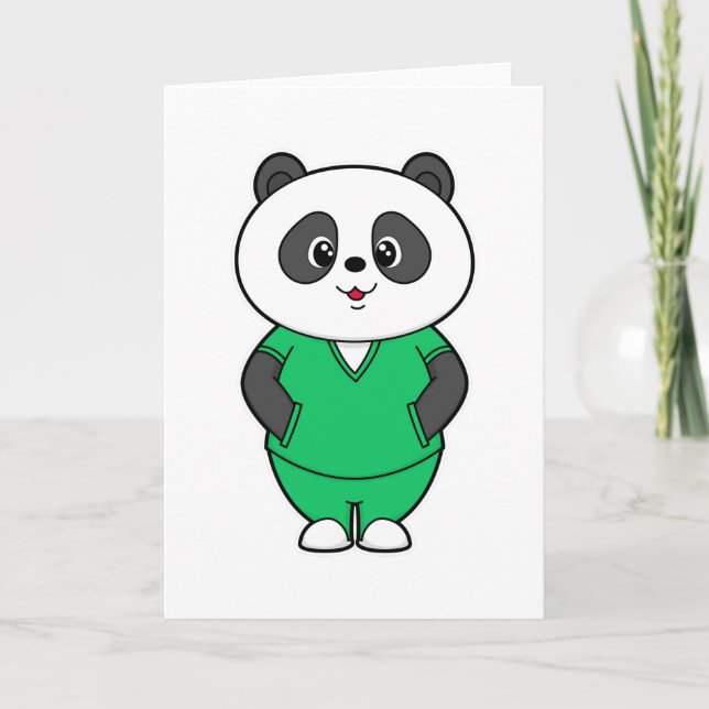 Panda als Krankenschwester mit Kittel Karte (Vorderseite)