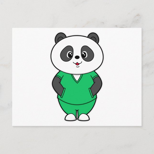 Panda als Krankenschwester mit Smock Postkarte (Vorderseite)