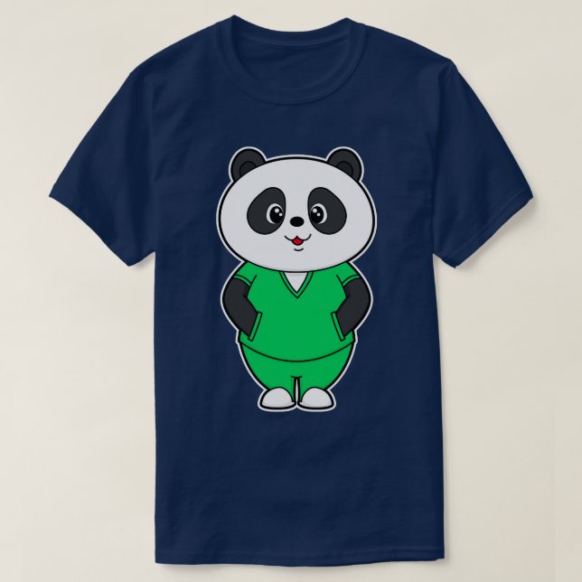 Panda als Krankenschwester mit Smock T-Shirt (Design vorne)