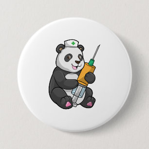 Panda als Krankenschwester mit Spritze Button