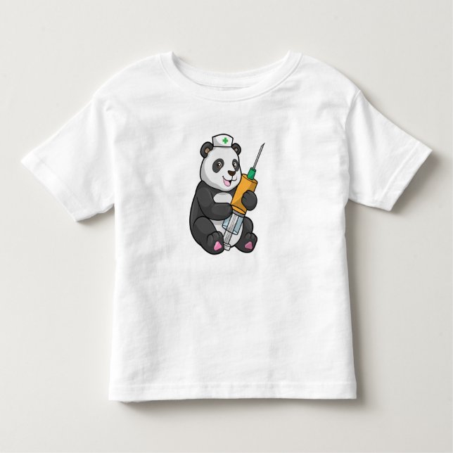 Panda als Krankenschwester mit Spritze Kleinkind T-shirt (Vorderseite)