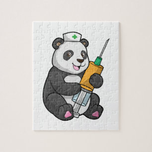 Panda als Krankenschwester mit Spritze Puzzle