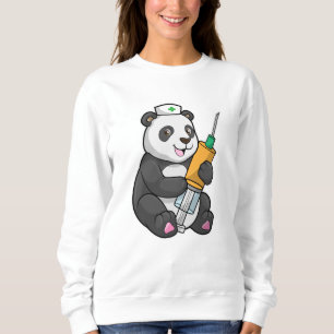 Panda als Krankenschwester mit Spritze Sweatshirt