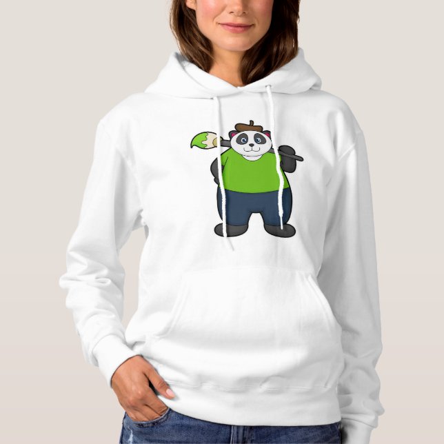 Panda als Maler mit Pinsel Hoodie (Vorderseite)