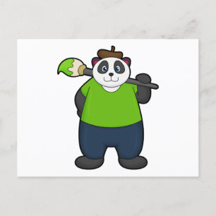 Panda als Maler mit Pinsel Postkarte