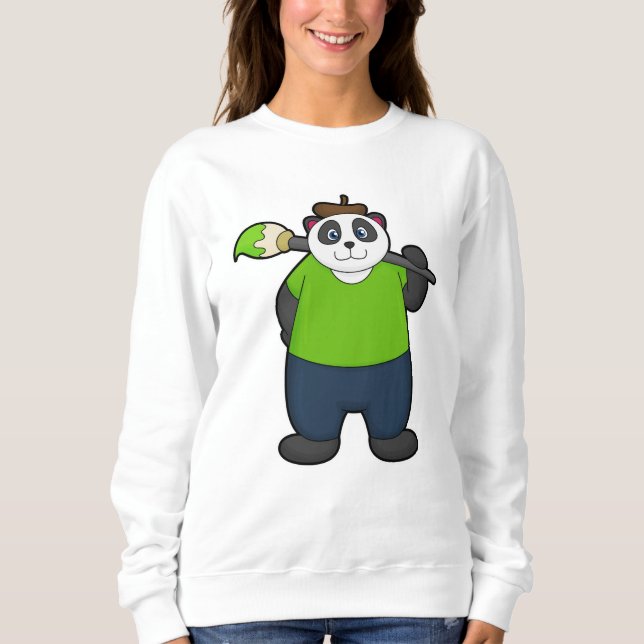 Panda als Maler mit Pinsel Sweatshirt (Vorderseite)