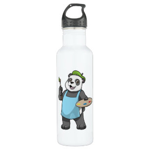 Panda als Maler mit Pinsel und Farbe Edelstahlflasche