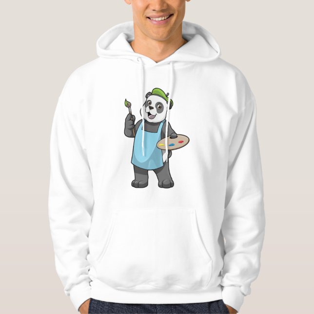 Panda als Maler mit Pinsel und Farbe Hoodie (Vorderseite)