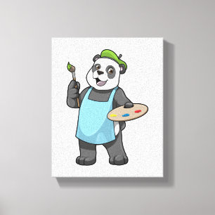 Panda als Maler mit Pinsel und Farbe Leinwanddruck