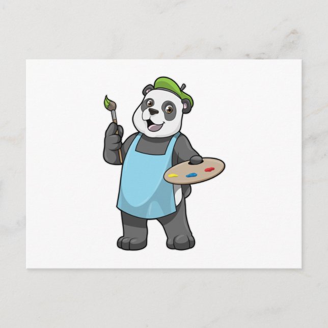 Panda als Maler mit Pinsel und Farbe Postkarte (Vorderseite)
