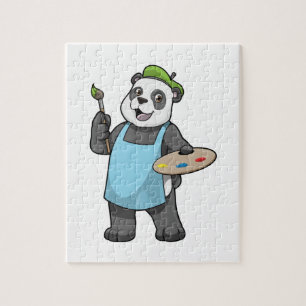 Panda als Maler mit Pinsel und Farbe Puzzle