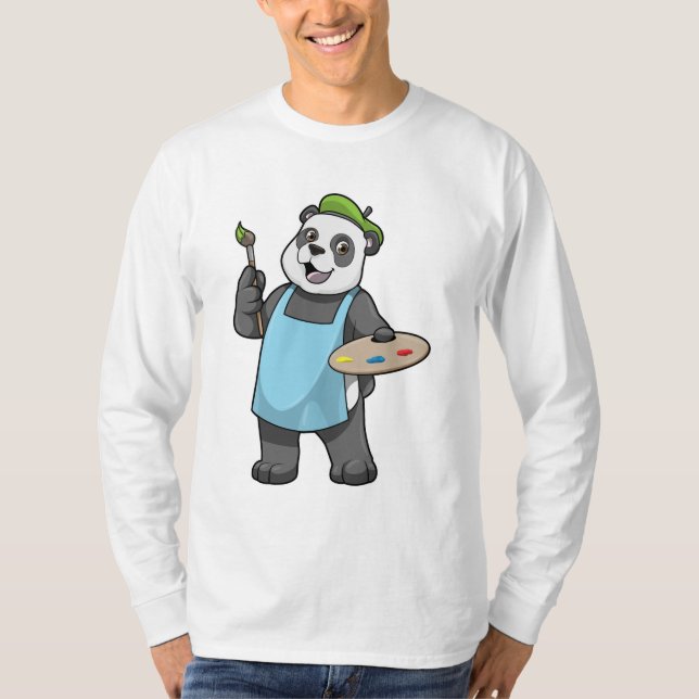 Panda als Maler mit Pinsel und Farbe T-Shirt (Vorderseite)