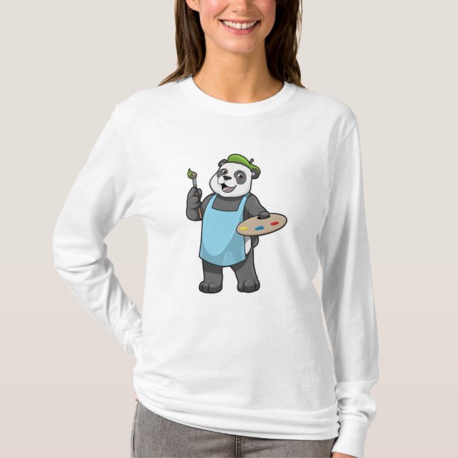 Panda als Maler mit Pinsel und Farbe T-Shirt (Vorderseite)