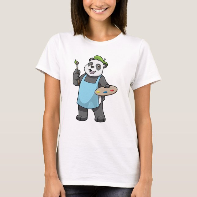 Panda als Maler mit Pinsel und Farbe T-Shirt (Vorderseite)