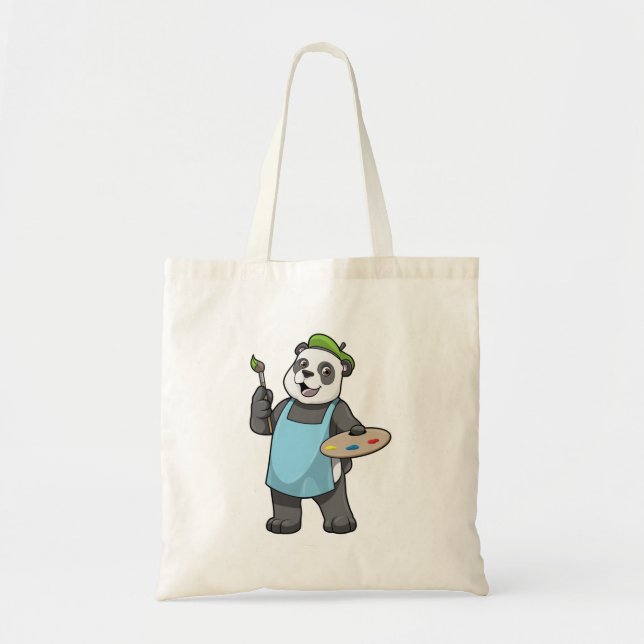 Panda als Maler mit Pinsel und Farbe Tragetasche (Vorne)