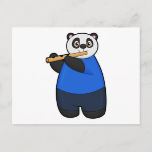 Panda als Musiker mit Flöte Postkarte