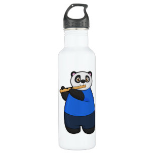 Panda als Musiker mit Flute Edelstahlflasche