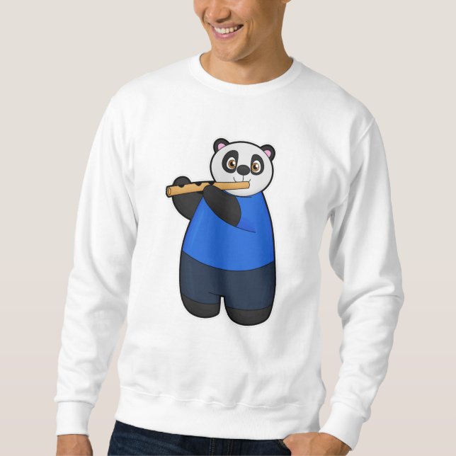 Panda als Musiker mit Flute Sweatshirt (Vorderseite)