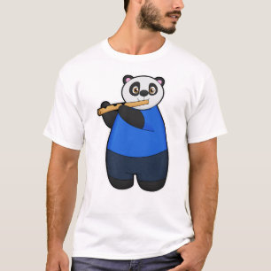 Panda als Musiker mit Flute T-Shirt