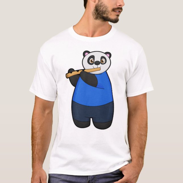Panda als Musiker mit Flute T-Shirt (Vorderseite)