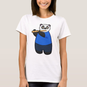 Panda als Musiker mit Flute T-Shirt