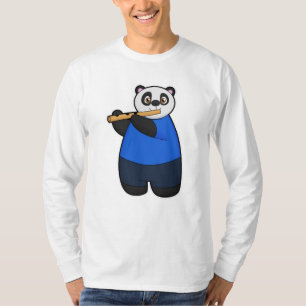 Panda als Musiker mit Flute T-Shirt