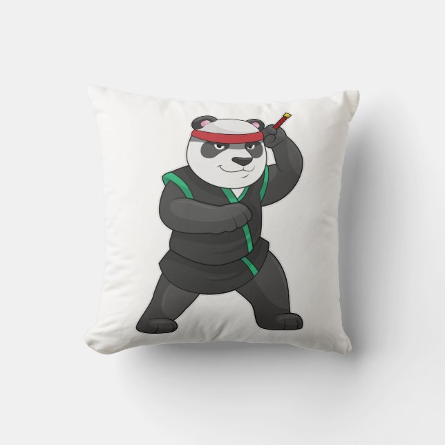 Panda als Ninja in Kostüm Kissen (Vorderseite)