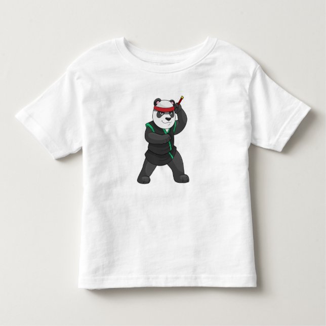 Panda als Ninja in Kostüm Kleinkind T-shirt (Vorderseite)