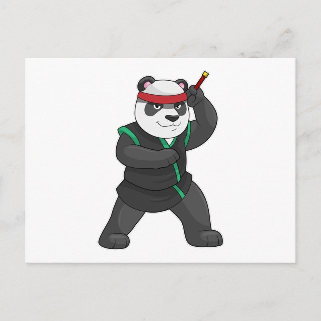Panda als Ninja in Kostüm Postkarte (Vorderseite)