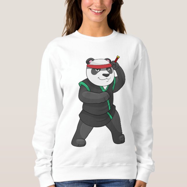 Panda als Ninja in Kostüm Sweatshirt (Vorderseite)