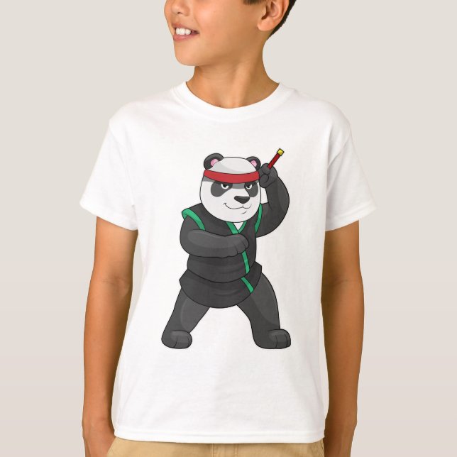 Panda als Ninja in Kostüm T-Shirt (Vorderseite)