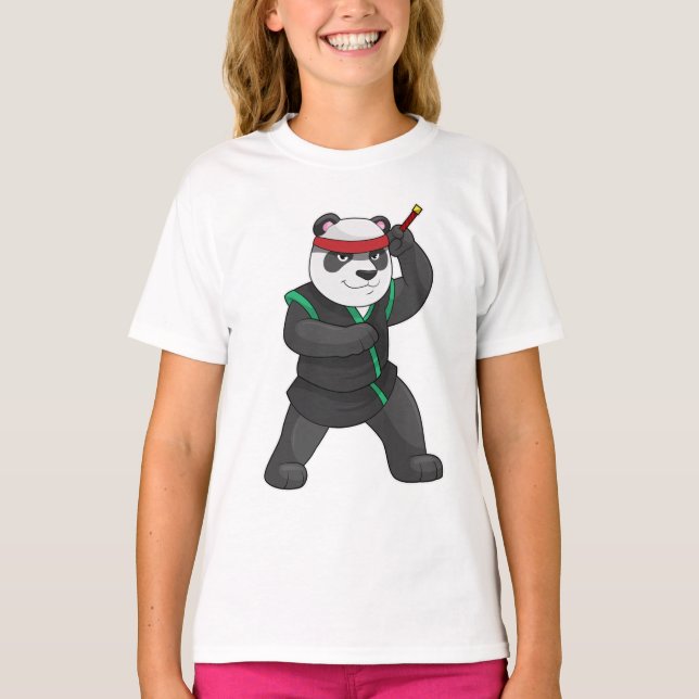 Panda als Ninja in Kostüm T-Shirt (Vorderseite)