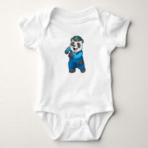 Panda als Polizeibeamter mit Polizeihelm Baby Strampler