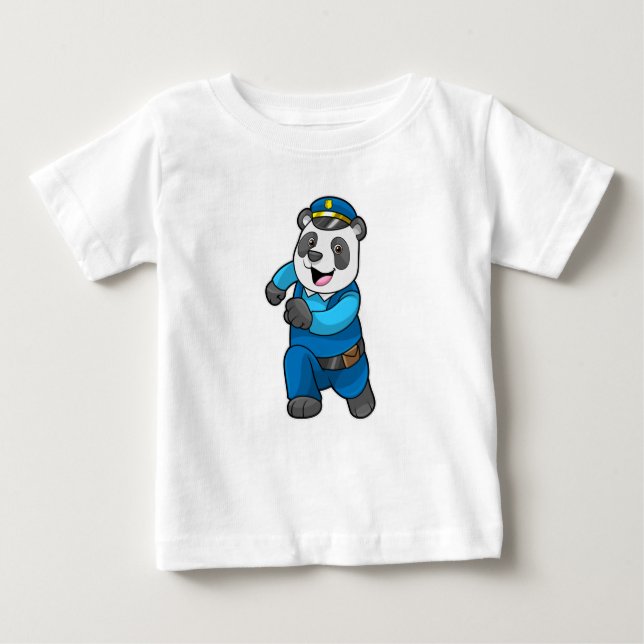 Panda als Polizeibeamter mit Polizeihelm Baby T-shirt (Vorderseite)