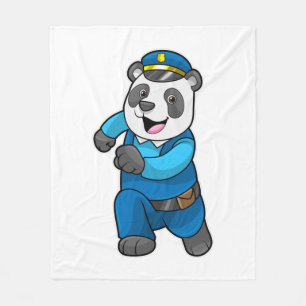 Panda als Polizeibeamter mit Polizeihelm Fleecedecke