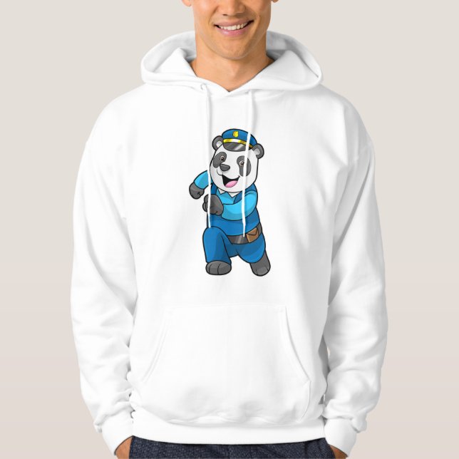 Panda als Polizeibeamter mit Polizeihelm Hoodie (Vorderseite)