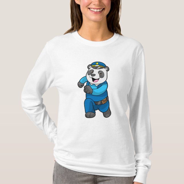 Panda als Polizeibeamter mit Polizeihelm T-Shirt (Vorderseite)