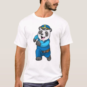 Panda als Polizeibeamter mit Polizeihelm T-Shirt