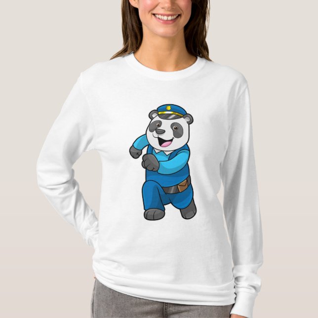 Panda als Polizeibeamter mit Polizeihelm T-Shirt (Vorderseite)