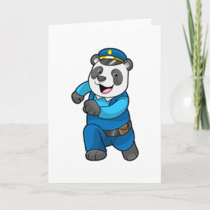 Panda als Polizist mit Polizeimütze Karte