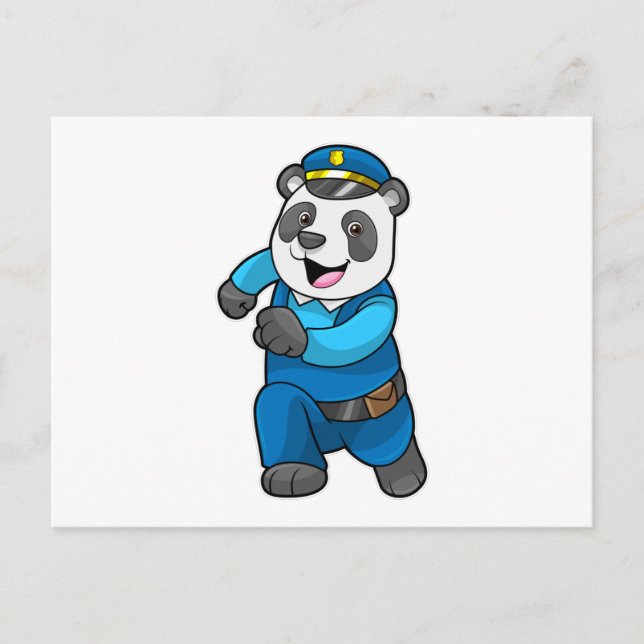 Panda als Polizist mit Polizeimütze Postkarte (Vorderseite)