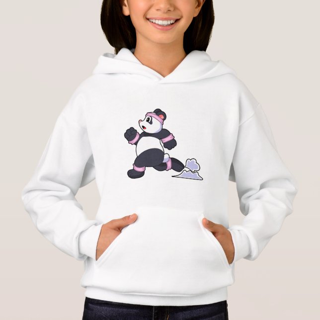 Panda als Runner beim Laufen Hoodie (Vorderseite)