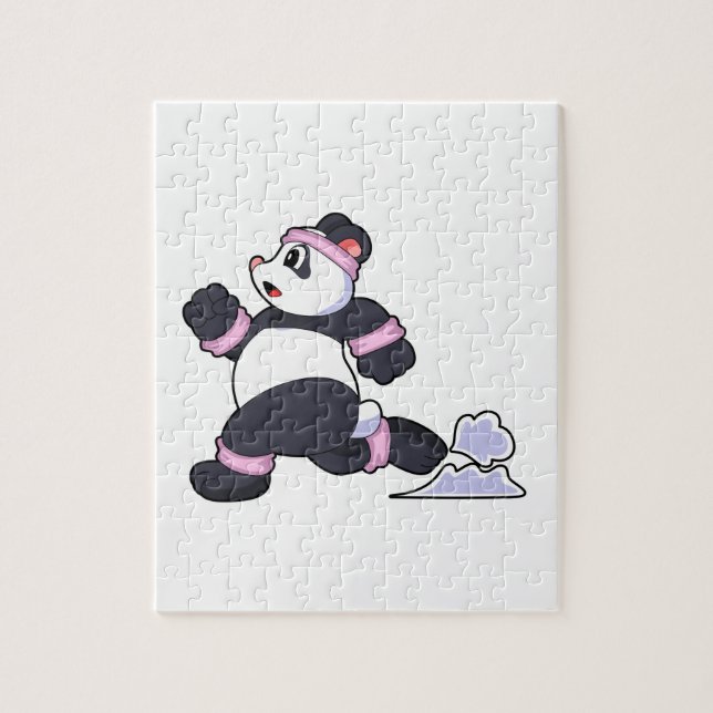 Panda als Runner beim Laufen Puzzle (Vertikal)