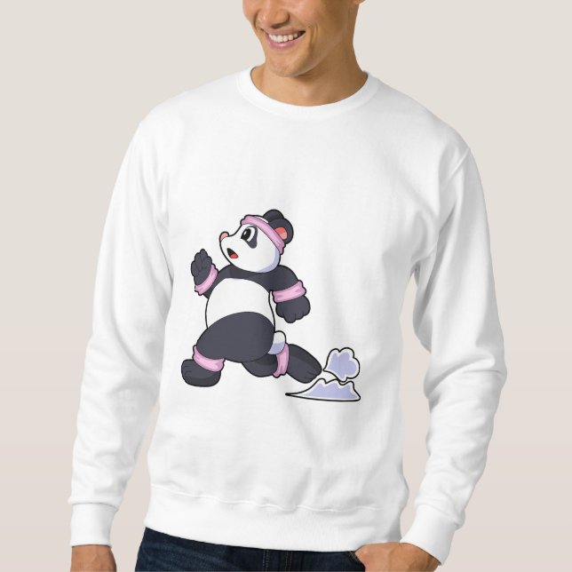 Panda als Runner beim Laufen Sweatshirt (Vorderseite)