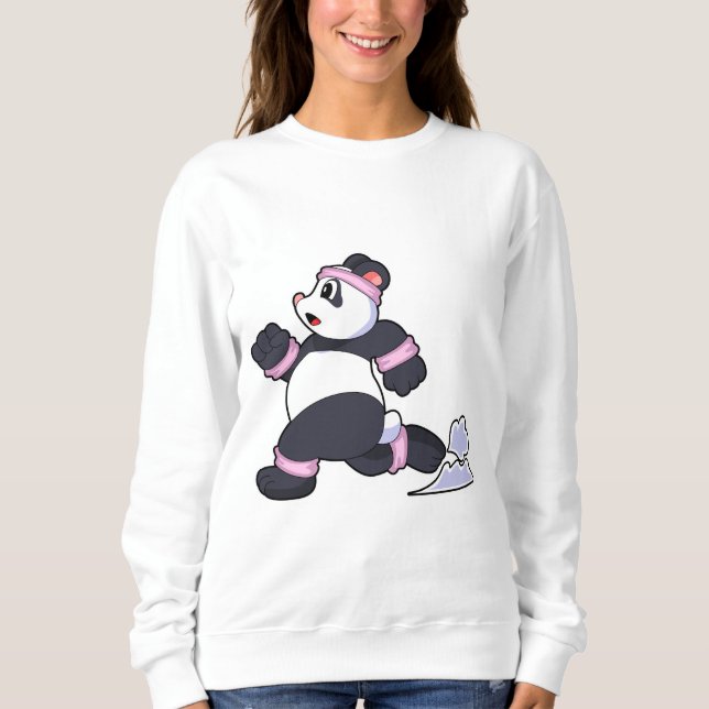 Panda als Runner beim Laufen Sweatshirt (Vorderseite)